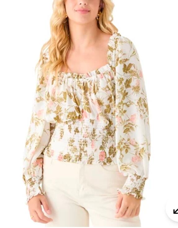 1.State Tops - Nwt square neck smocked floral top